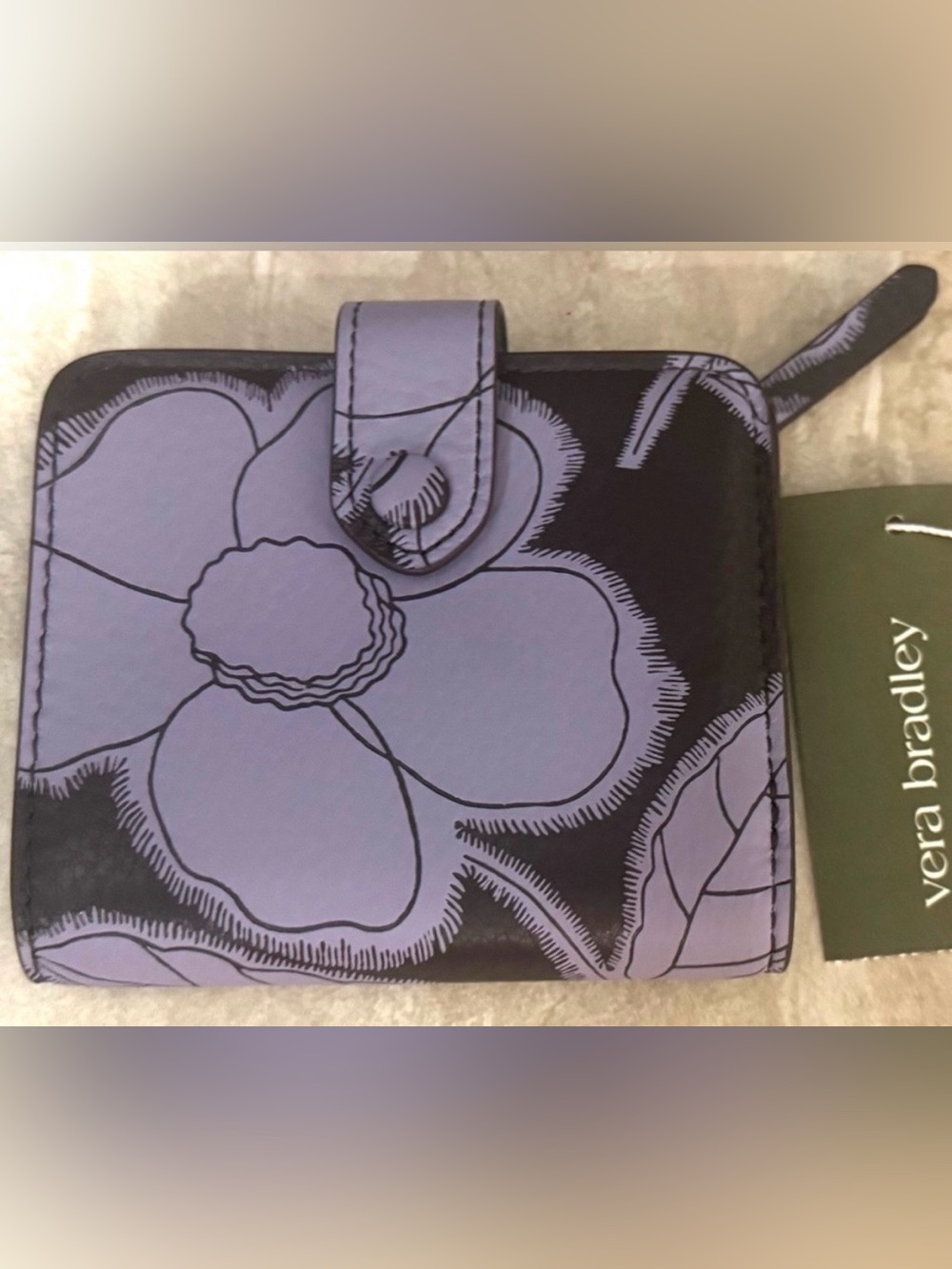Vera Bradley Small Tab Wallet Appliqué Floral Coffee Bean in Leather - Picture 6 of 11